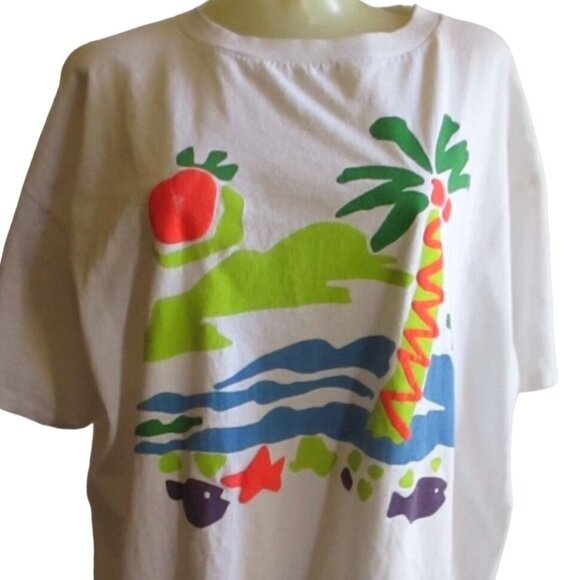 Vintage Women's T-shirt OSFA Gitano Single Stitch Swimwear Beach Oversize USA Lg - Picture 1 of 9